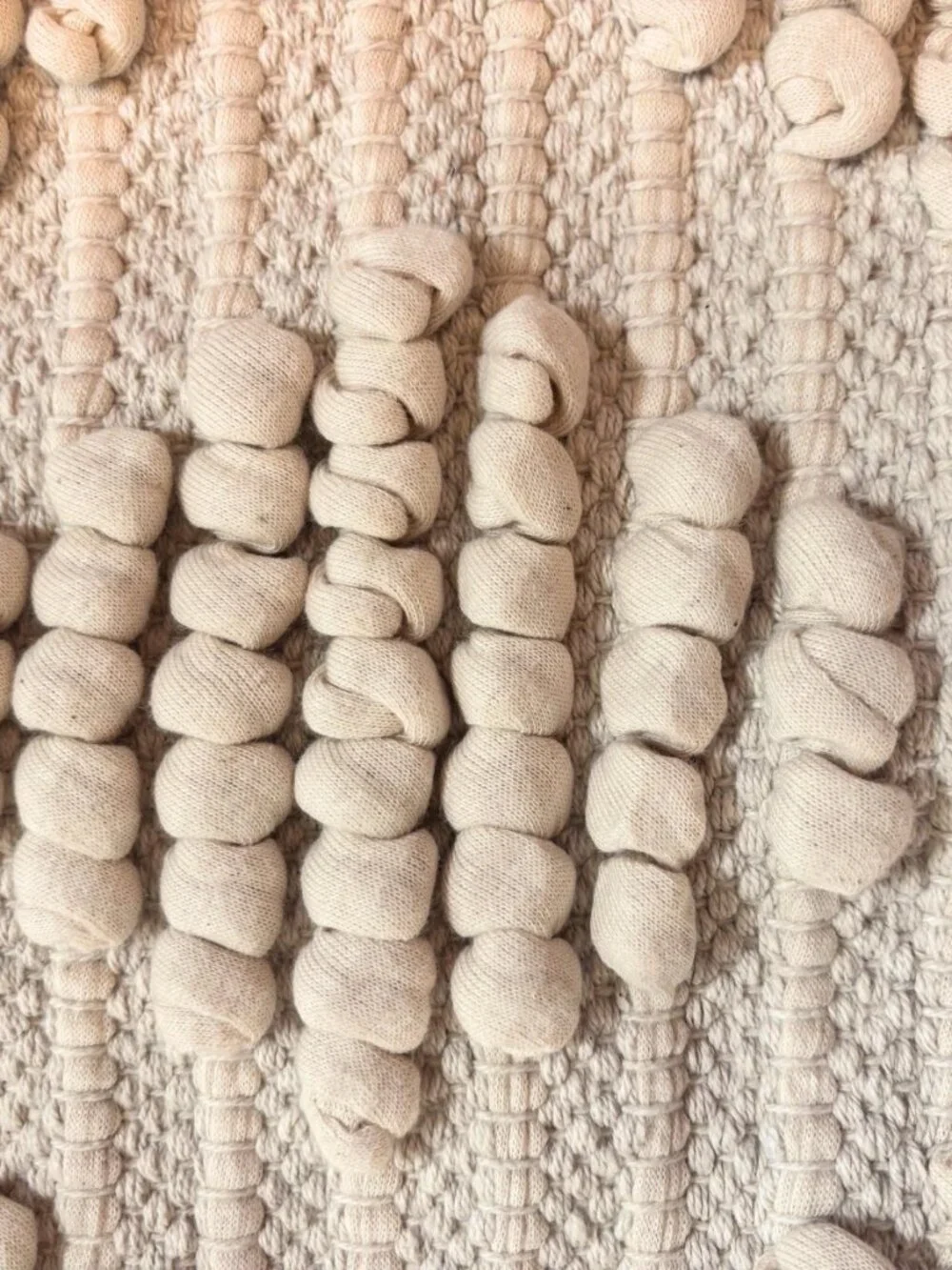 Cream Textured Bobble Knot Accent Pillow Cover Set of 2 | 18x18